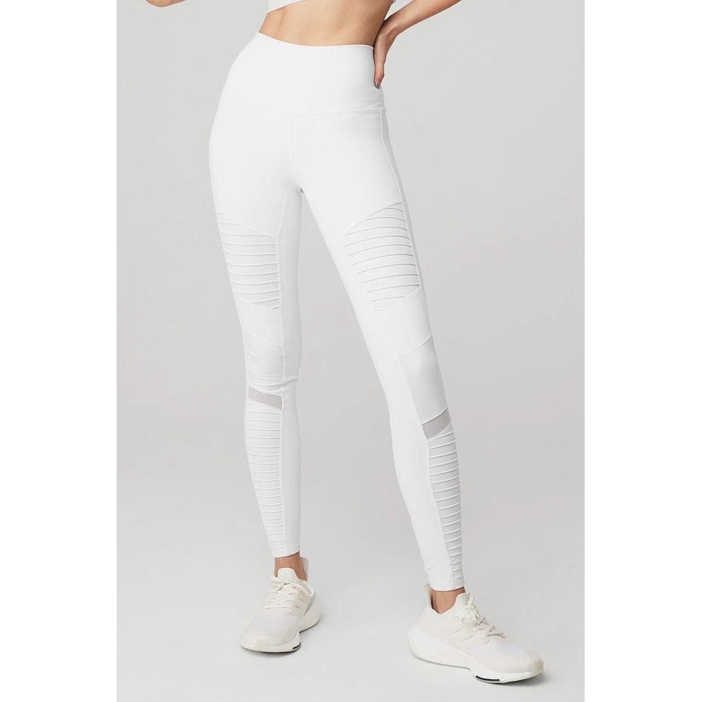 ALO Yoga Women's White High Waisted Athletic Moto Leggings Size Small